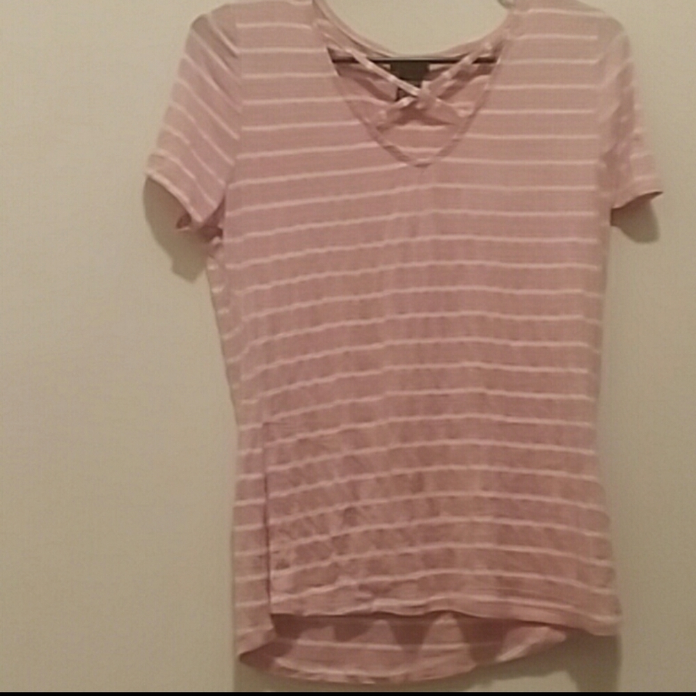 Rue21 pink white striped shirt